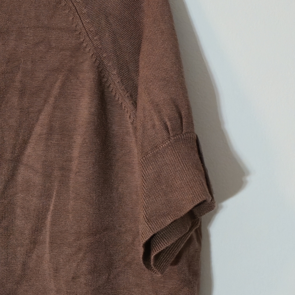 Ricki's XXL Brown V-Neck Cardigan Short Sleeve Button Down Classic Knit Sweater - Picture 11 of 16